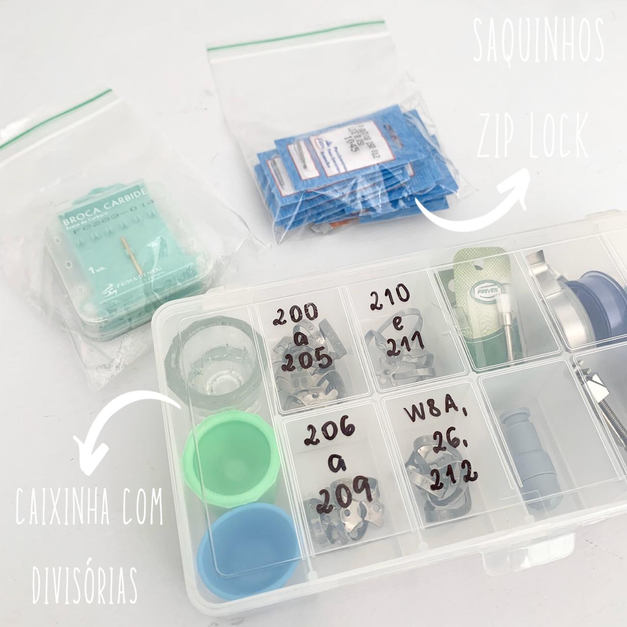 Exemplos saquinho zip lock e caixas