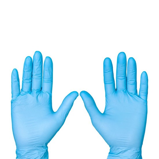 Luvas odontológicas na cor azul